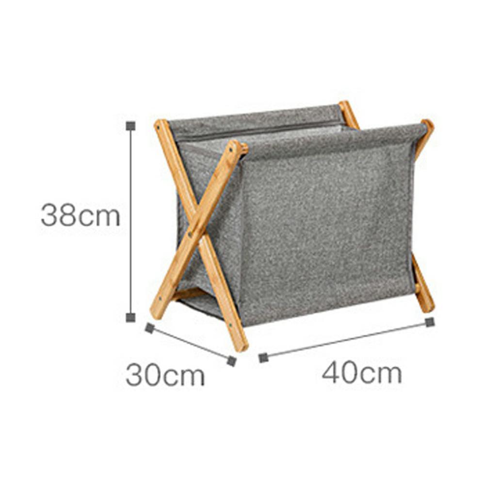 Collapsible Bamboo Frame Laundry Hamper Clothes Storage Basket for Bathroom Bedroom Size S