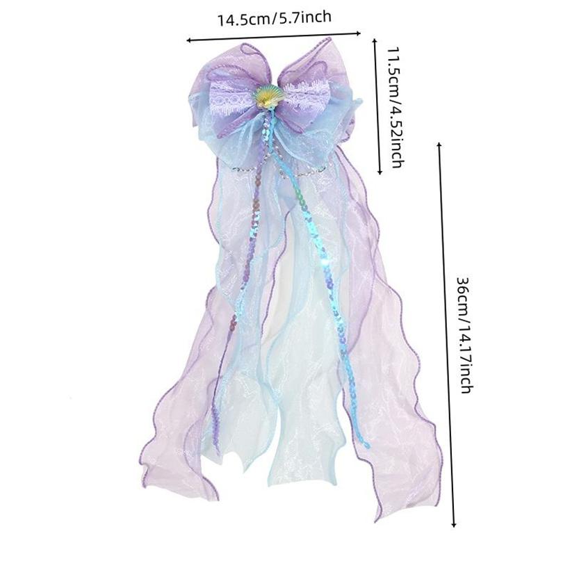 Elegant Colorful Ribbon Hair Bows Princess Bowknot Long Barrettes Alligator Clips Sweet Hair Accessories