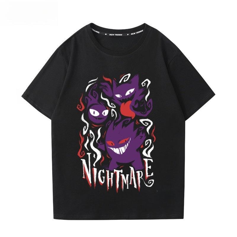 T-shirt με Εκτύπωση Pokémon Gengar 100% Βαμβακερό Ανδρικό Καλοκαιρινή Μόδα 2026 Oversize Street Casual Y2K Μπλούζες Ρούχα Streetwear