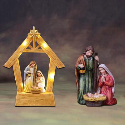 Jess Virgi Mary HandMade Nativity Set With Lights,Gifts For Family And Friends