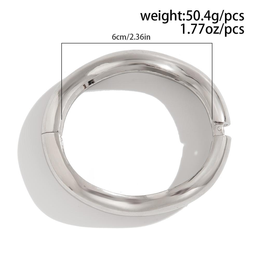 Exaggerated Metal Smooth Water Droplets Hug Open Bracelet, Personalized Double Ring Spring Buckle Bracelet For Women