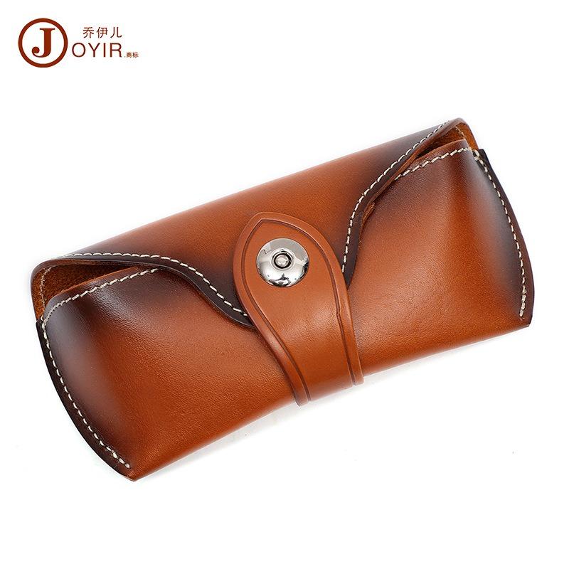 JOGUJOS Genuine Leather Glasses Case Retro Sunglasses Sunglasses Universal Cowhide Glasses Bag Portable Anti-pressure Glasses Case