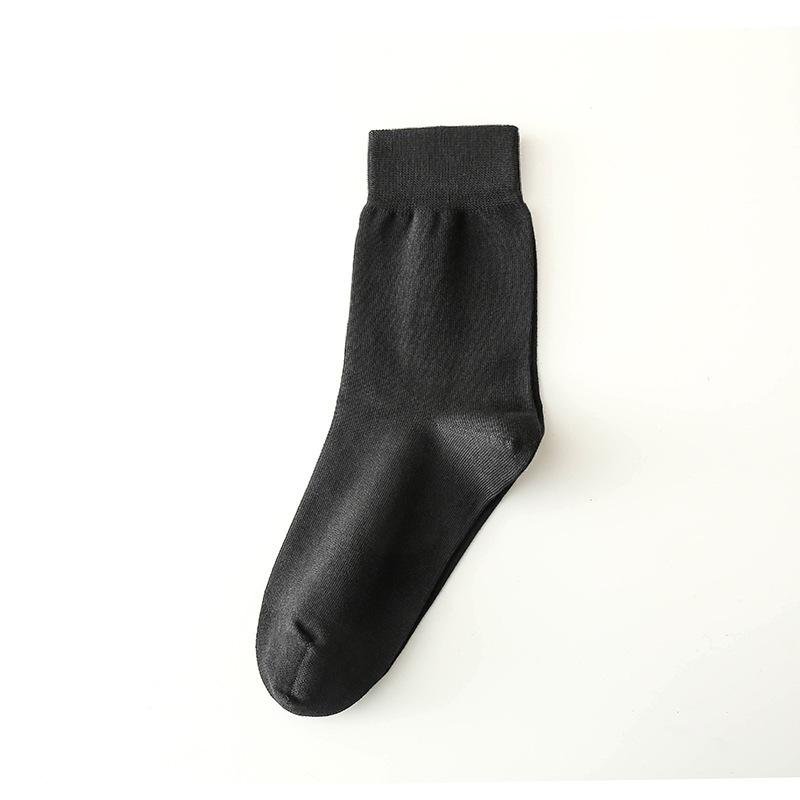 Men's Anti-Odor Sweat-Absorbent Pure Cotton Socks for Autumn/Winter - Simple Business Style Mid-Calf Length