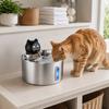 Pet Fountain Motion Activated Waterer for Small Kitten Animal Households, 3.2 L Indoor Drinking Fountain with Metal Bowl for Routine Household Use