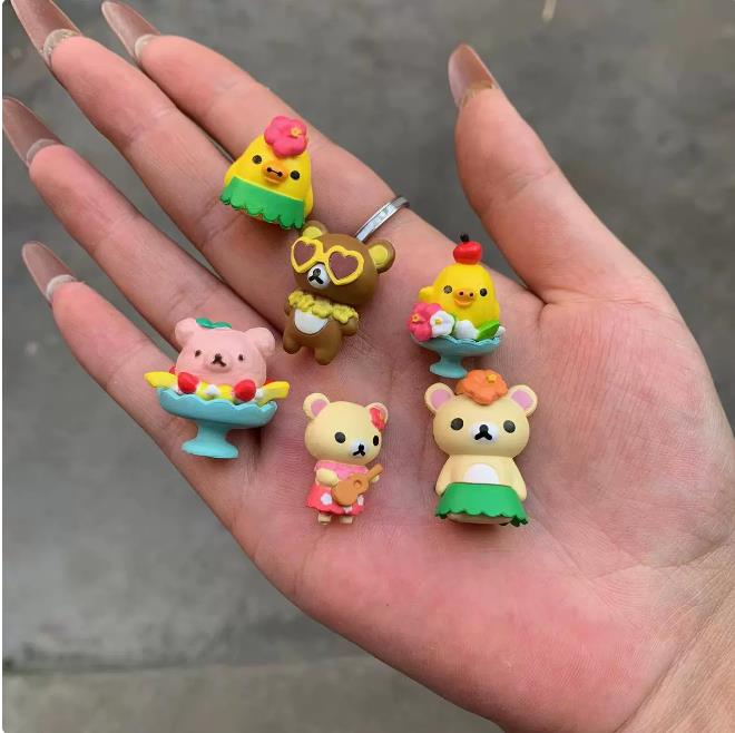 

6 шт. Кума Фігурки Дії Аніме Розслаблений Ведмідь Модель Іграшки Міні Мультяшна Лялька Настільна Прикраса Колекційні Іграшки Подарунки для Дітей