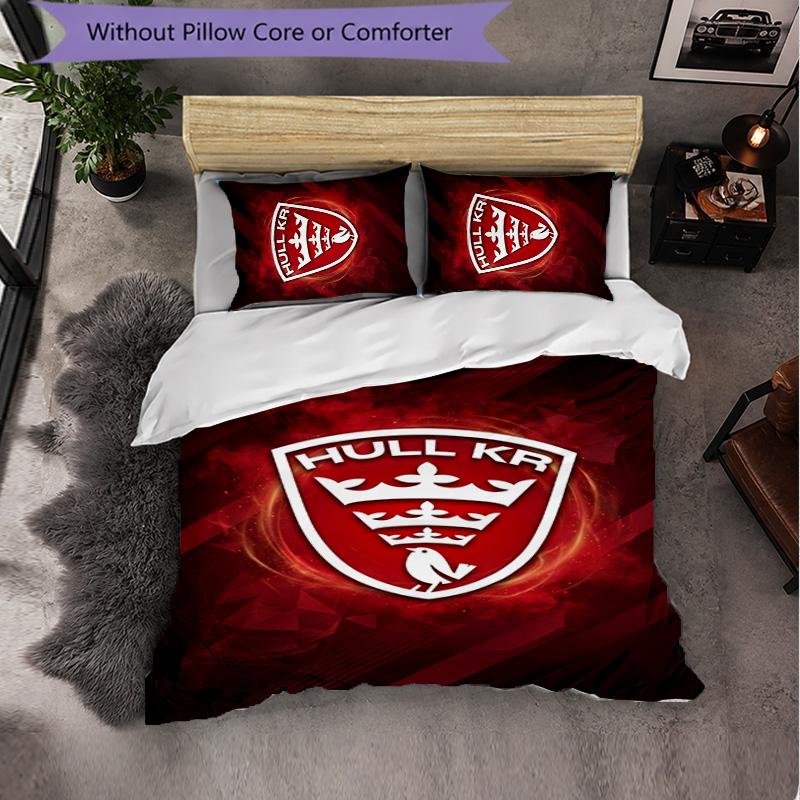 Set Biancheria da Letto 3 Pezzi in Microfibra con Motivo Hull KR Decorazione Copripiumino per Camera da Letto Uso Domestico