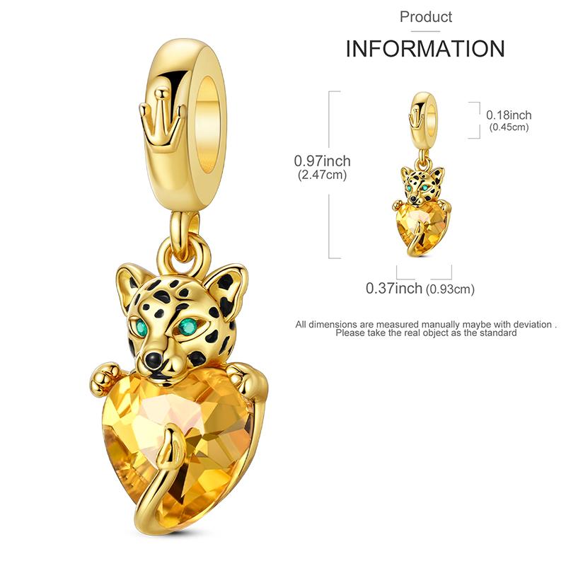 Gold Serie Charms Perlen Kupfer Leopard Original Anhänger Passend Armband Herstellung Frau Schmuck