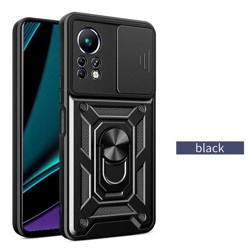 

Захисний чохол для телефону з розсувною лінзою для Infinix Note 11 Pro Чохол Ring Stand Cover для Infinix Note 11 Note11 Pro Протиударні броньовані чохли для телефонів Infinix Note 11 чорний