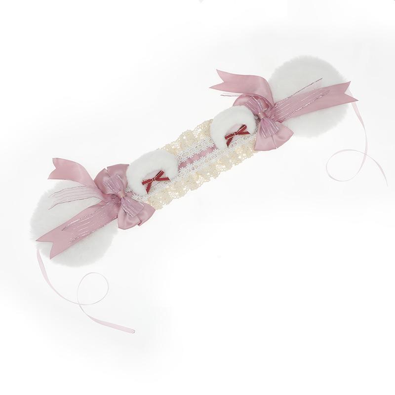 Original Lolita Cute Headband Ear Warm Multi-purpose Headband Bear Ear Earmuffs Earmuffs Autumn and Winter Warm