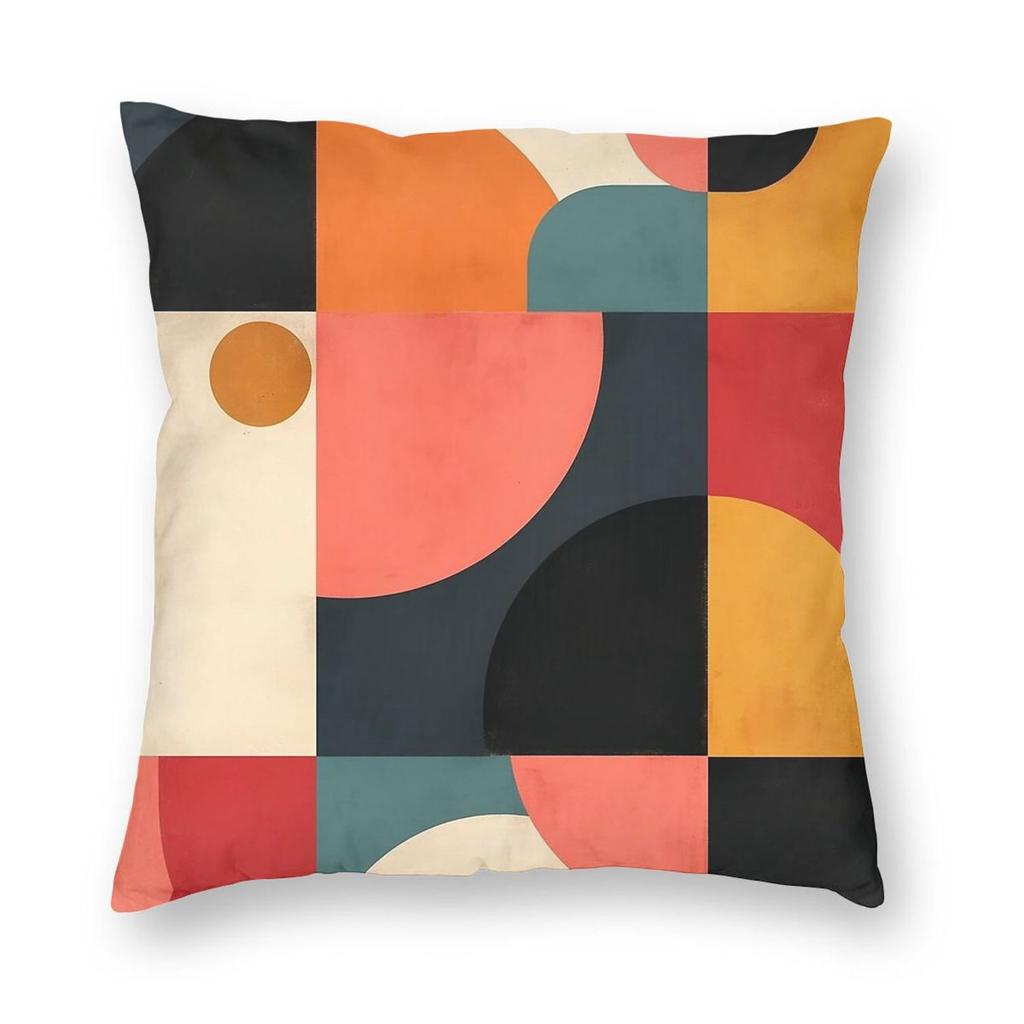 Mid Century Abstract Shapes Square Pillowcase Polyester Linen Velvet Printed Zip Decor Room Cushion Cover Wholesale x