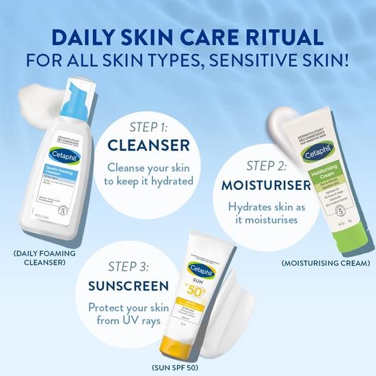 Cetaphil Face Wash Gentle Foaming Cleanser For All Skin Types - 236 Ml| Foaming Face Wash With Vitamin E, B5
