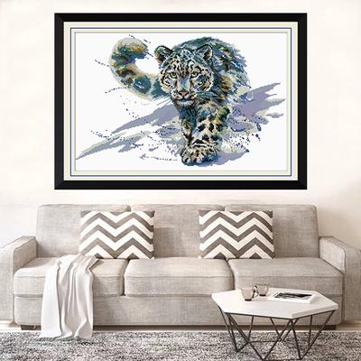 Snow Leopard for Embroidery Art Cross-Stitching Lover Stamped Cross Stitch Kits With Printed Pattern 11CT 63x44cm