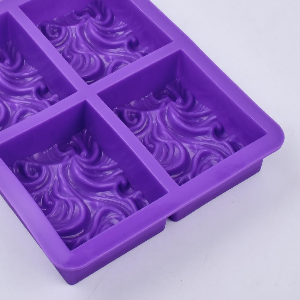 3D Wave Sea Wave Pattern Silicone Soap Mold DIY Square Relief Flower Soap Pattern Handmade Chocolate Cake Decoration Baking Tool
