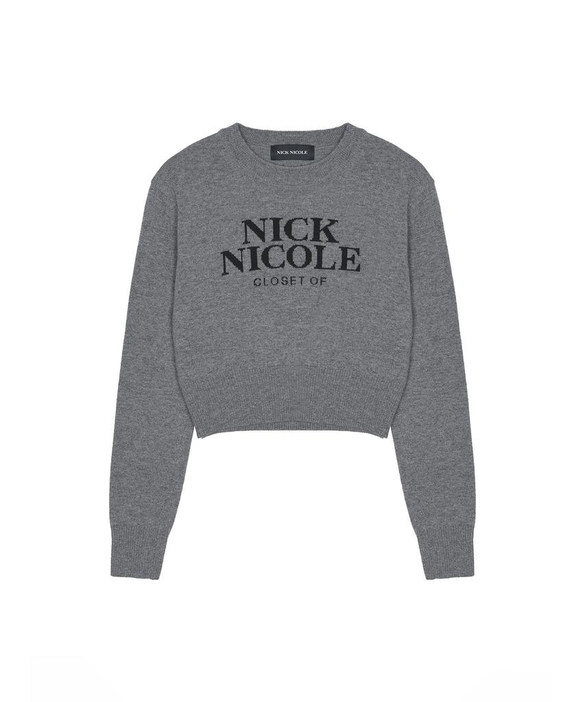 Nigaennikol Cashmere Nicole Logo Crop Jacquard Knit_Gray