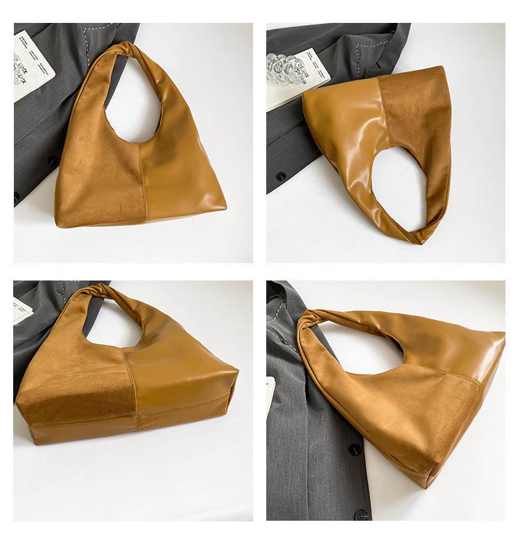 Damen Tragetasche mit großem Fassungsvermögen - Winter 2025 Schlichte Mode, vielseitige Colorblock-Schulter- und Achseltasche