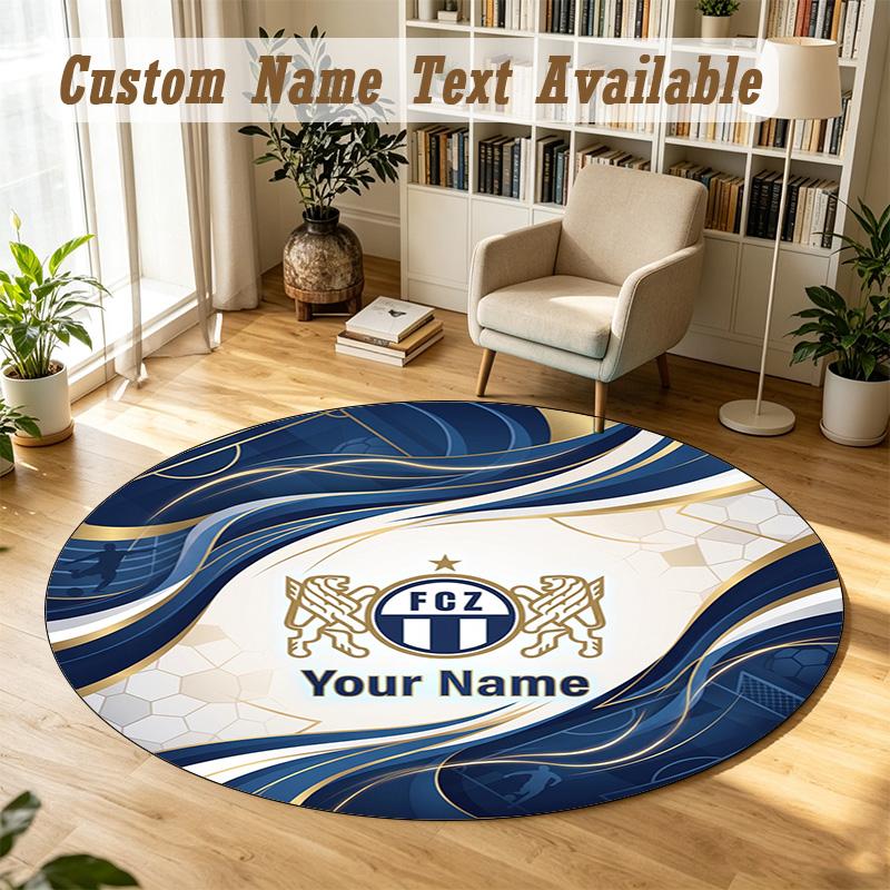 Round Rug Custom NameFC Zürich Pattern Non Slip Carpet Home Floor Decor