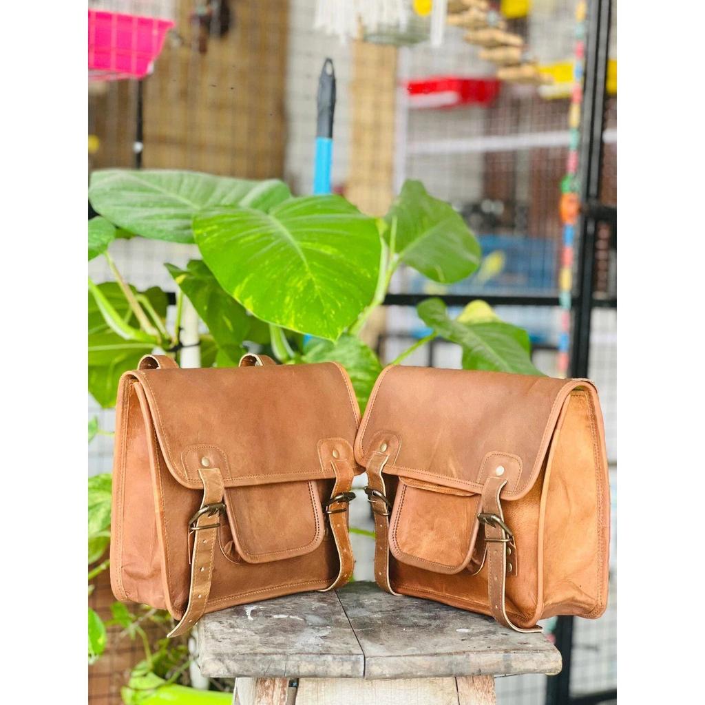 Protected Leather Bag Saddle Genuine Panniers Motorcycle Bags Real Vintage