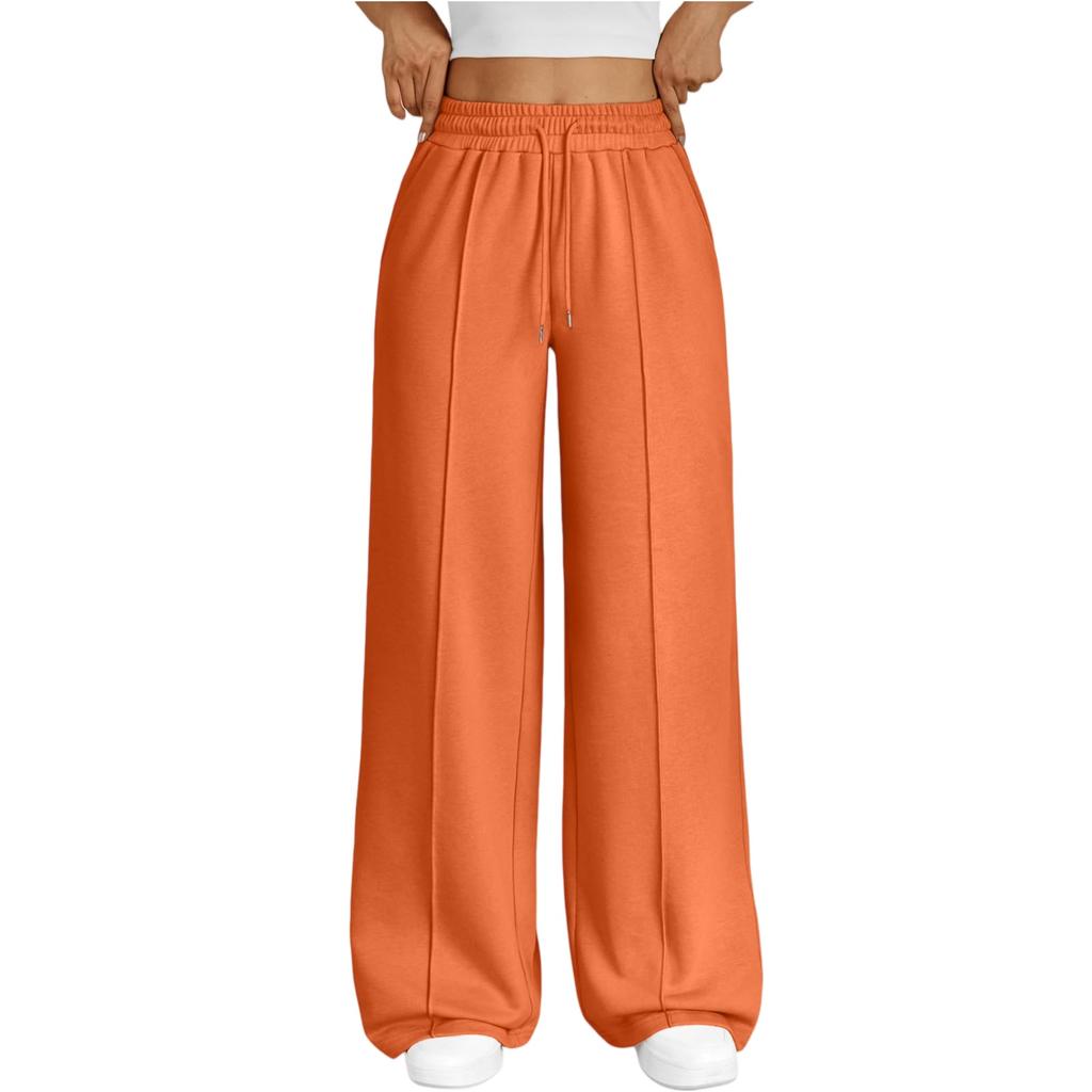 Fashion Women's High Waist Wide Leg Loose Casual Pants Trousers Women's Sports Pants Drawstring Women