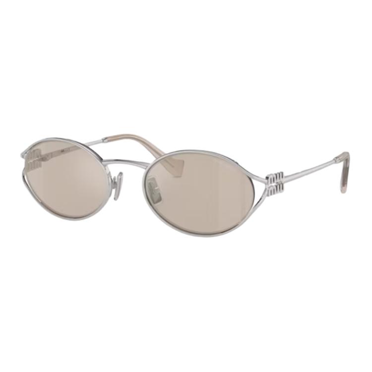Miu Miu Logo Design Metal Oval Sunglasses Unisex sunglasses Silver MU52YS1BC10F54