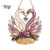 Anniversary Present for Wife Stained Glass Style Swan Pendant, Decorative Acrylic Suncatcher Window Car Garden Patio Sun Catcher And Christmas