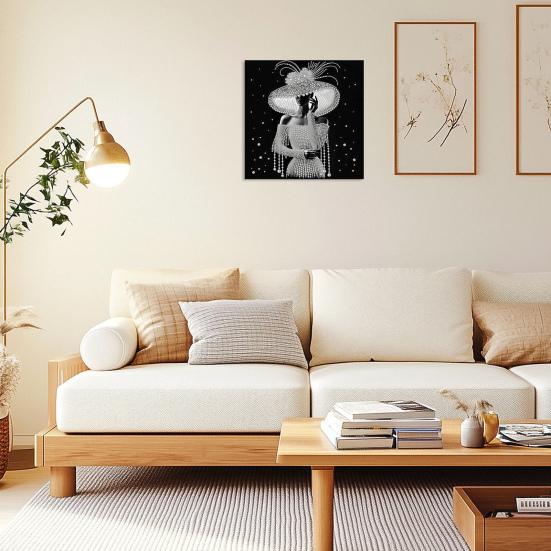 Zestaw do malowania perłami DIY dla dorosłych początkujących Eleganckie wzory dam Perłowy zestaw rzemieślniczy Sztuczne perły Wstępnie zadrukowane płótno Rama w zestawie do dekoracji domu