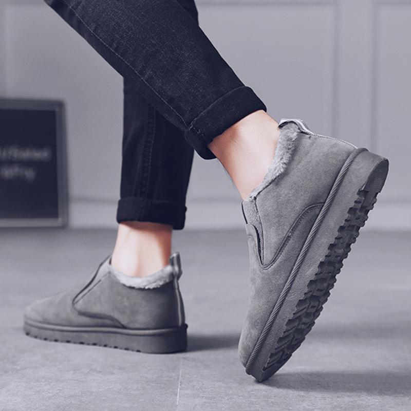 Zimowe Męskie Śniegowce Męskie Zimowe Plus Aksamit Ciepło Grube Antypoślizgowe Bawełniane Buty Okrągły Nosek Wygodne Sneakersy Casualowe Płaskie Buty