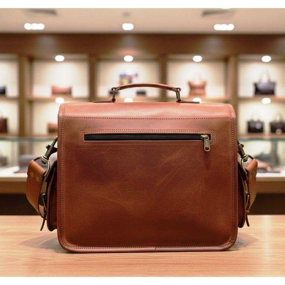 Retro Men's Brown Large Leather Laptop Bag Messenger Briefcase Satchel Shoulder