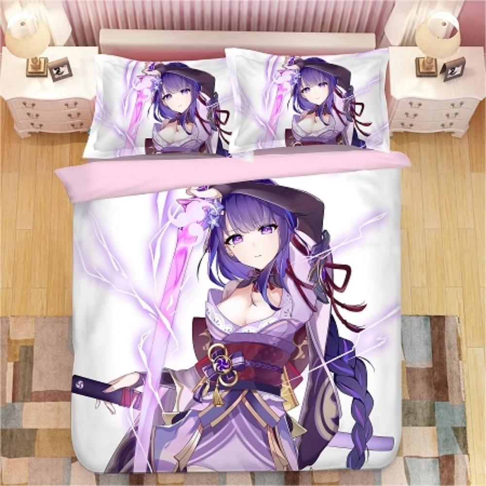 Animekaraktär, Mikrofiber Sängkläder, Barnsänglinne med Dragkedja Rumsdekor Påslakan för Tonåringar vuxen Lila‘