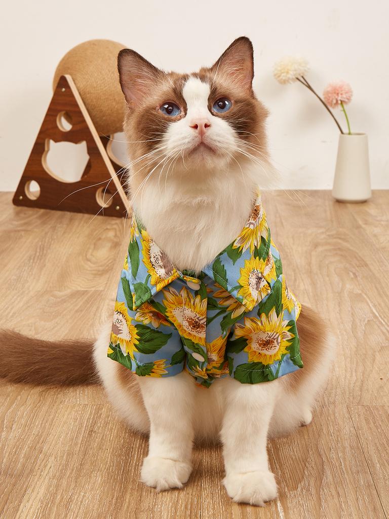 Dog Shirt for Small Dogs Sunflower Printed Costume Puppy Doggie Pet Clothes Soft Premium Apparel Attire for Daily Wear