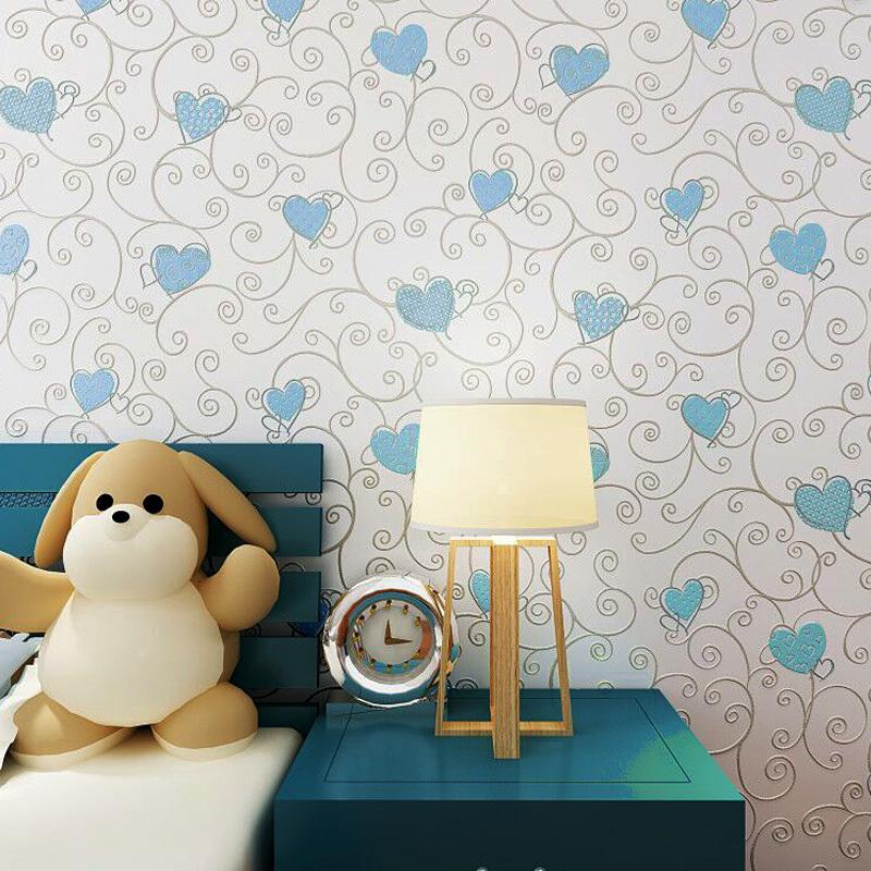 Sweet Cartoon 3d Embossed Heart Pattern Wallpaper Kids Rooms Pink Girl Bedroom Decor Wallpapers Self Adhesive Wall Paper