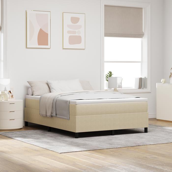Lit box spring vidaXL Vert clair Gris 140x200 cm Tissu côtelé 3337416