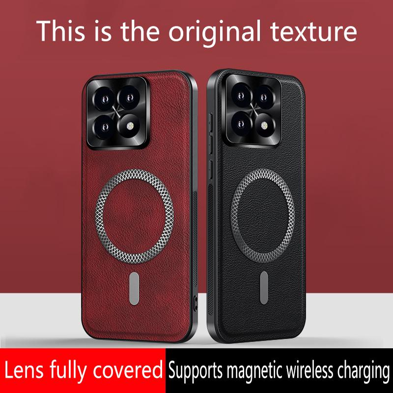 Luxury PU Leather Case For Xiaomi MI 14T Pro Magsafe Magnetic Metal Ring Lens Protection Shockproof Cover For Xiaomi 13T Pro 12T