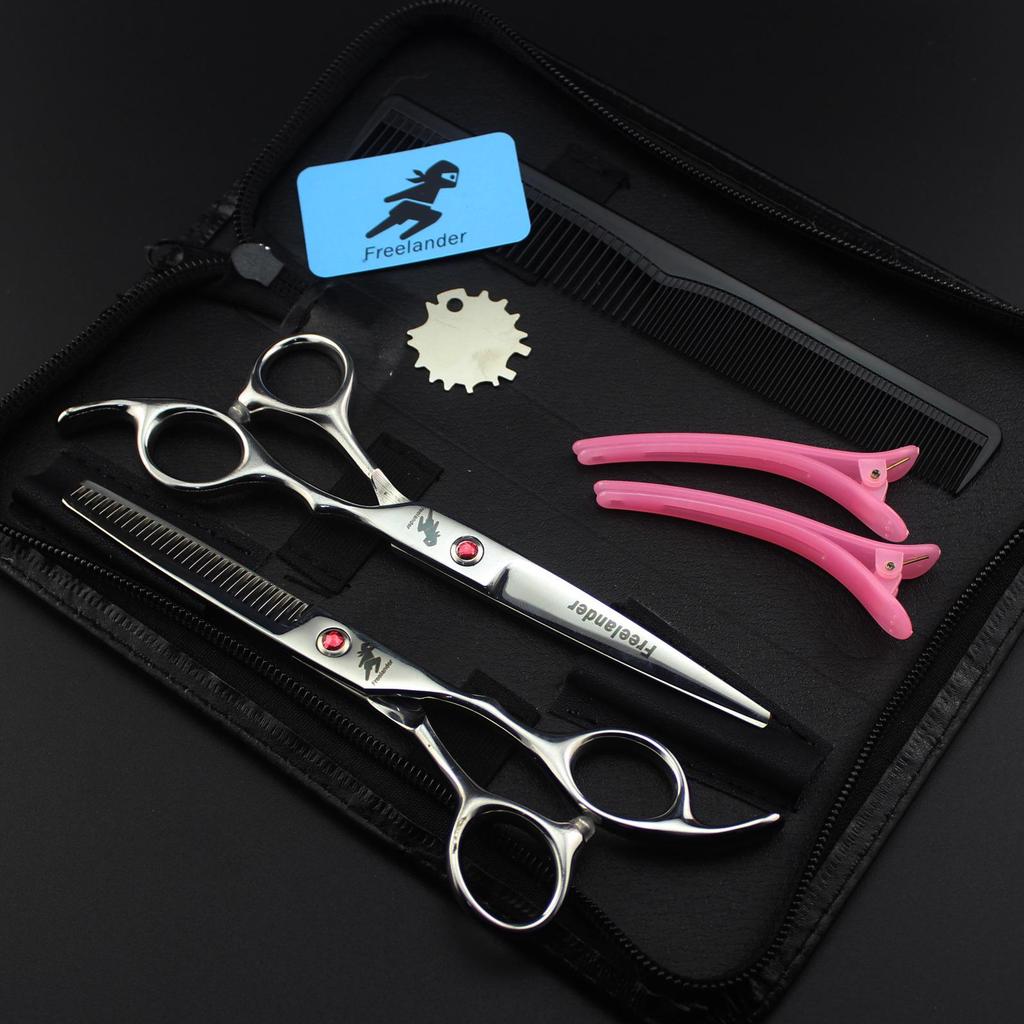 6" Stylish Hairdressing Scissor Set (Straight & Thinning Shears + Pouch + Comb)