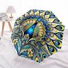 1pc Peacock Mandala Art Automatic Folding Umbrella - Portable 3-Fold Design, 8-Bone Iron Frame Outdoor Umbrella, Ideal Gift for Fans, Travelers, Daily