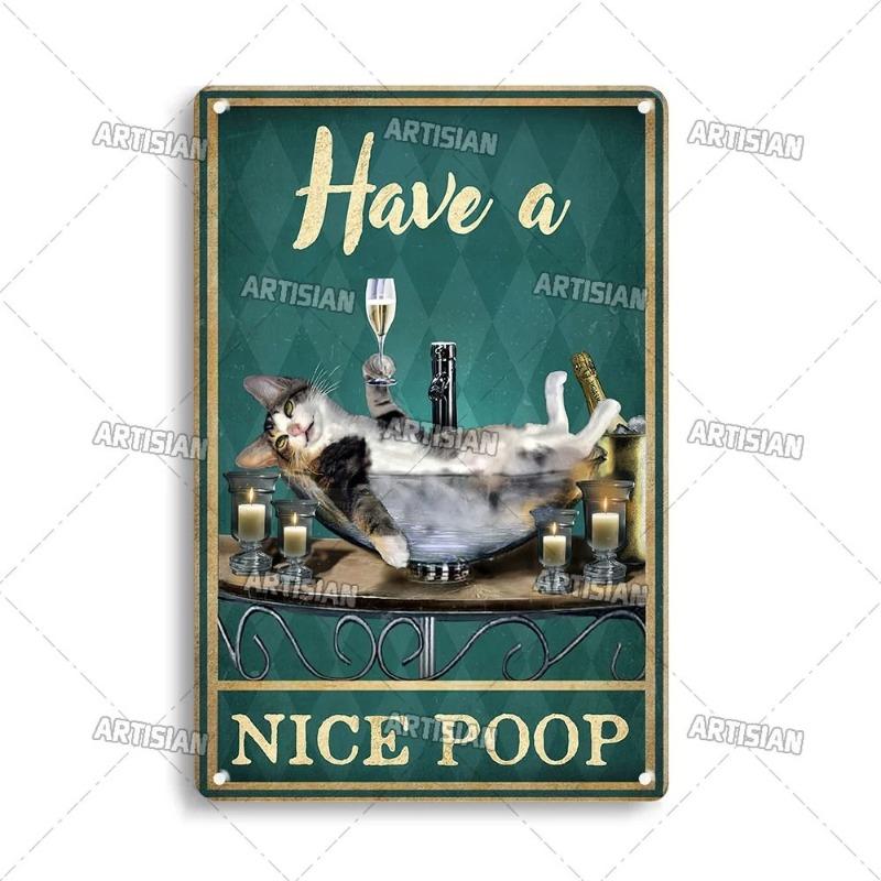 Funny Cat Retro Poster, Aluminum Metal Wall Decor 20x30cm