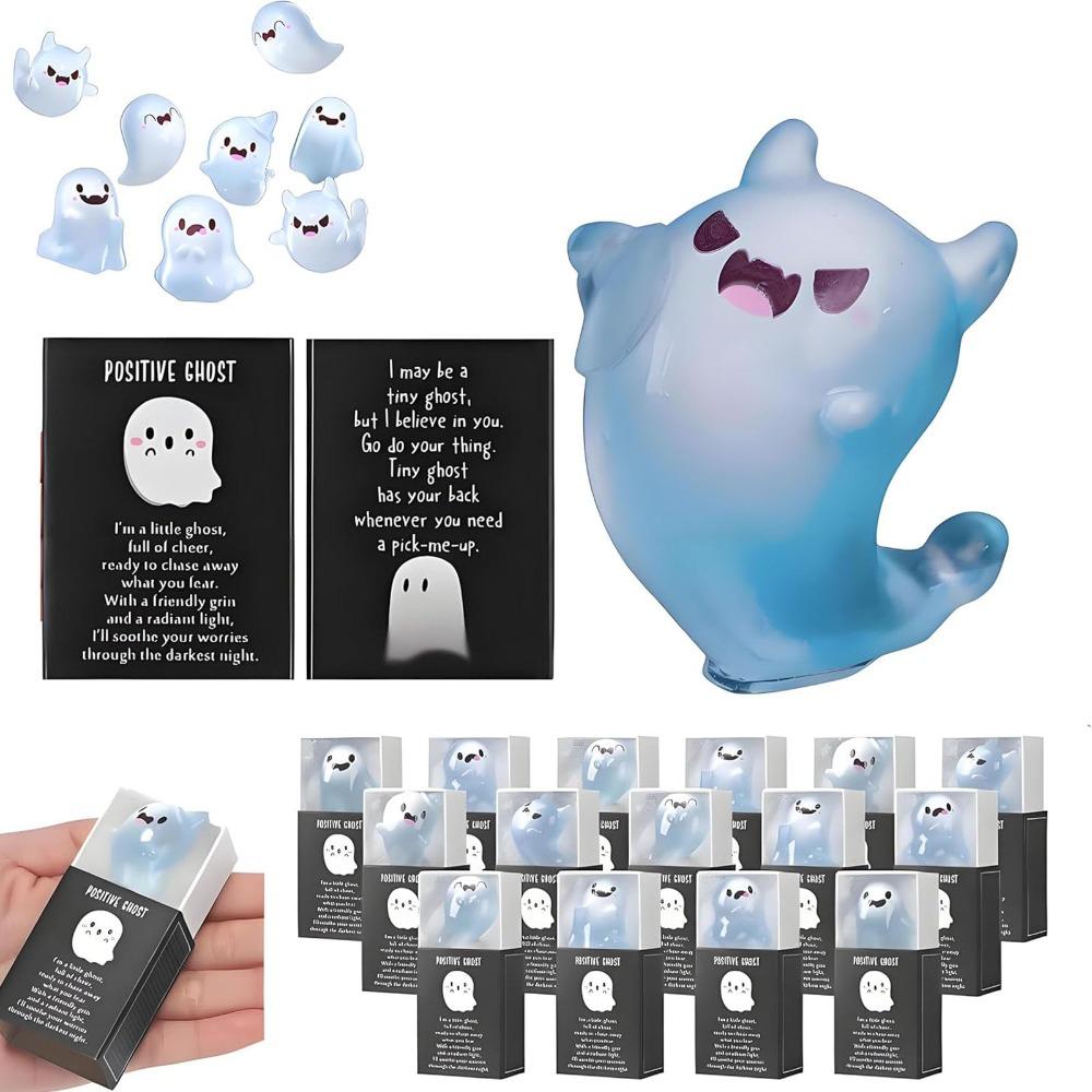 Mini Ghost Figures With Box Luminous Ghost Figurines Resin Glow in The Dark Ghost Figures Cute Positive Gift