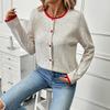European American Casual Contrast Sweater 2025 Autumn Winter New Women's Knitted Cardigan Jacket