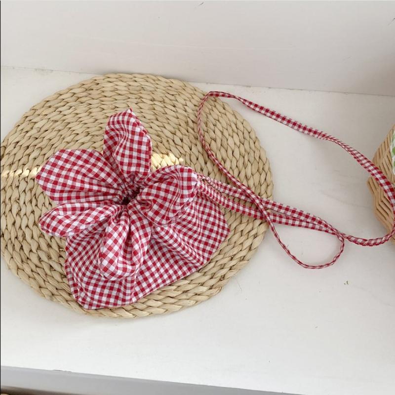 Checkered Flower Drawstring Bucket Bag Y2K Aesthetic Jacquard Shoulder Bag Summer Casual Crossbody Shoulder Bags