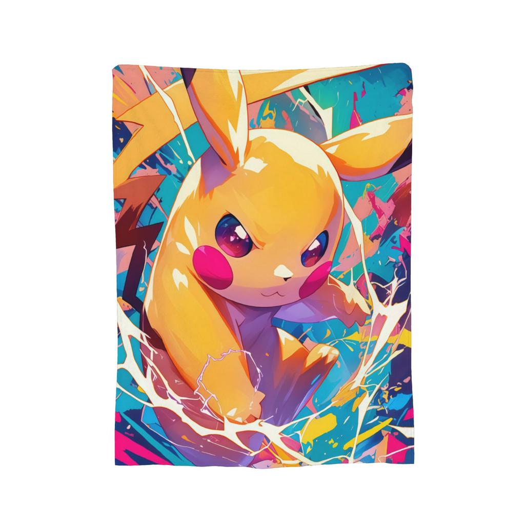 Pokemons Cartoon Pikachu Blankets Fleece Spring Autumn Portable Soft Throw Blankets for Sofa Couch Quilt