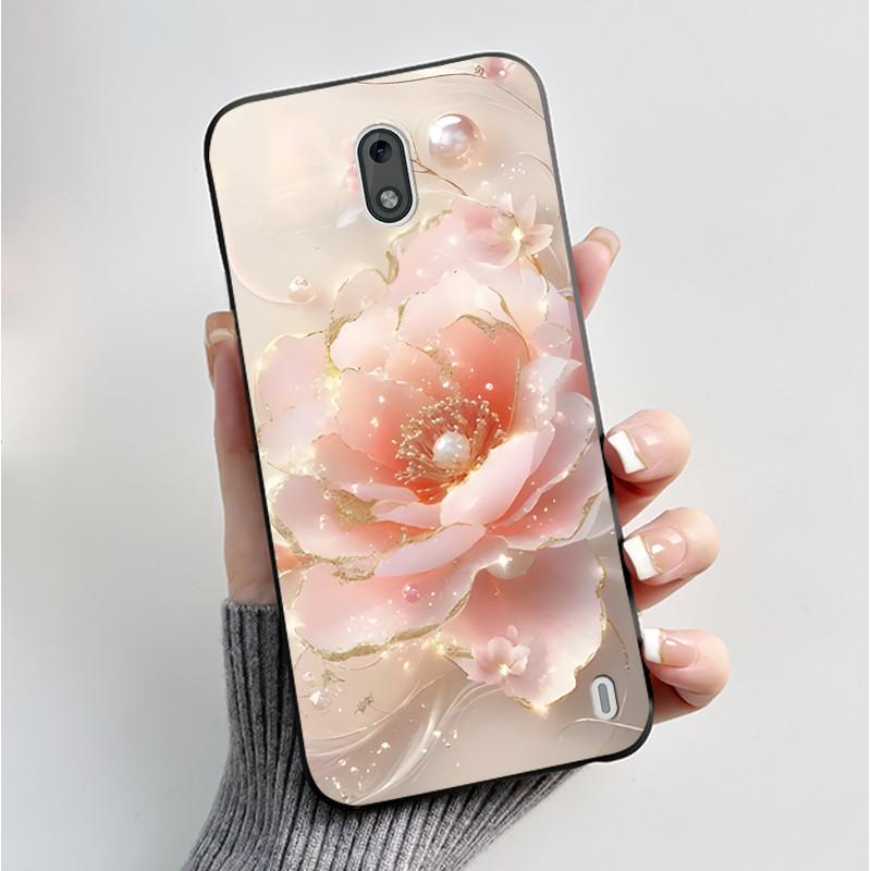 Printing Pattern Case For Nokia 2 / Nokia 2.2 / Nokia 2.1 Fundas Soft Silicone Black Shell Cover Cute Flower Cartoon Casing Capa