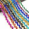 2 Yards 10mm Gold Silver S Shaped Curve Wavy Lace Trim Ribbon Stage Performance Party Cosplay Wedding Clothes DIY Accessories