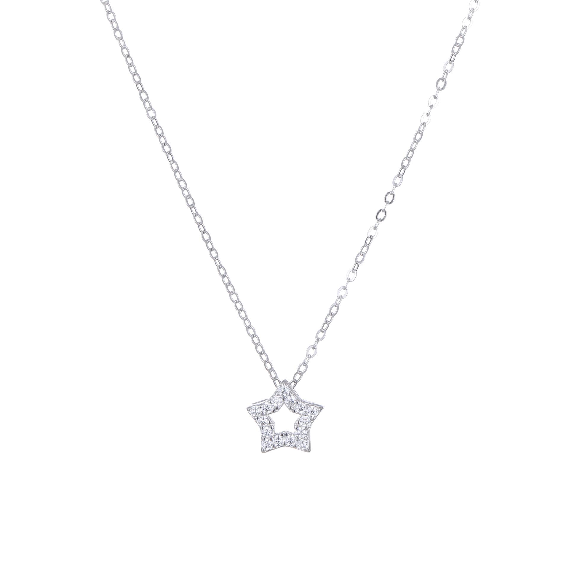 

18K Gold-Plated Silver Star Necklace with Diamond Accents S925 Silver