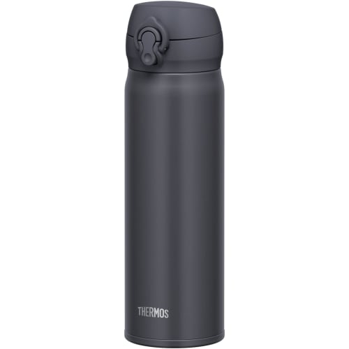 Thermos Vacuum Insulated Portable Mug, 500ml, Smoke Black, with Detachable Spout for Easy Cleaning, Lightweight, One-Touch Opening, Stainless Steel Bo