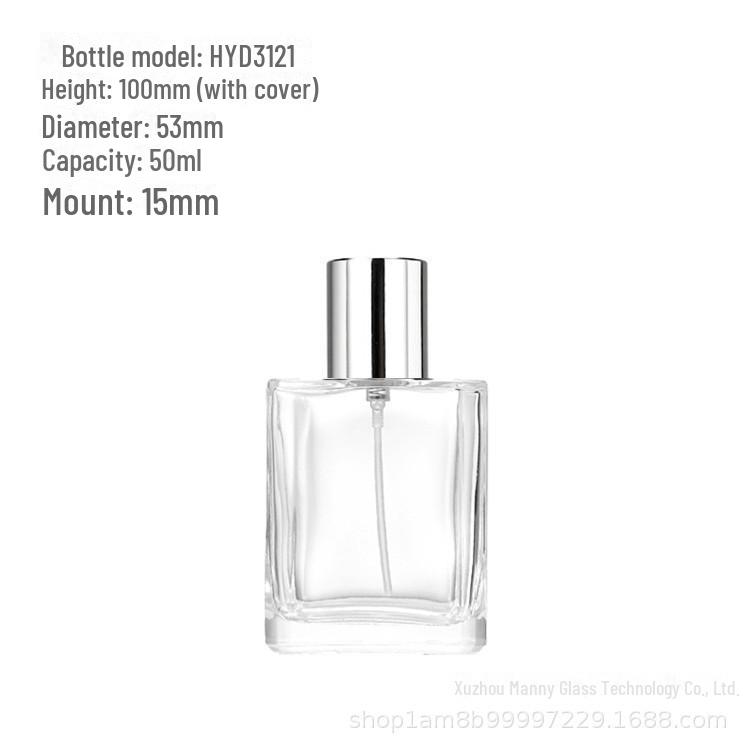 Square Transparent Glass Perfume Bottle - 25ml/50ml Spray & Water Replenishment