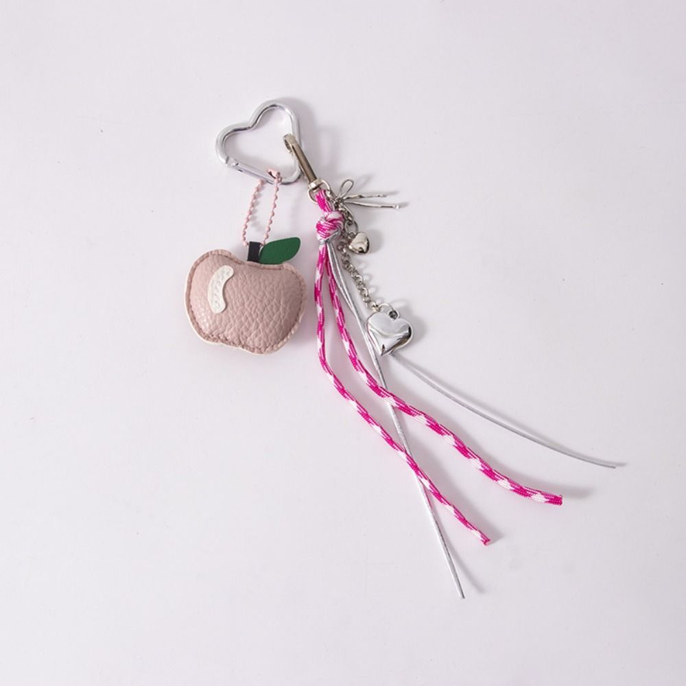 PU Leather Fruit Handmade Keychain Heart Braided Rope Car Keyrings  Girls Couple Girlfriends