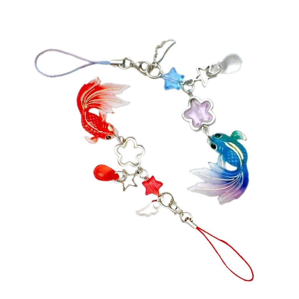 Fish Star Beaded Phone Charm Unique Designs Adds Touch Resin Texture Handmade Bag Pendant Suitable for Various Occasion