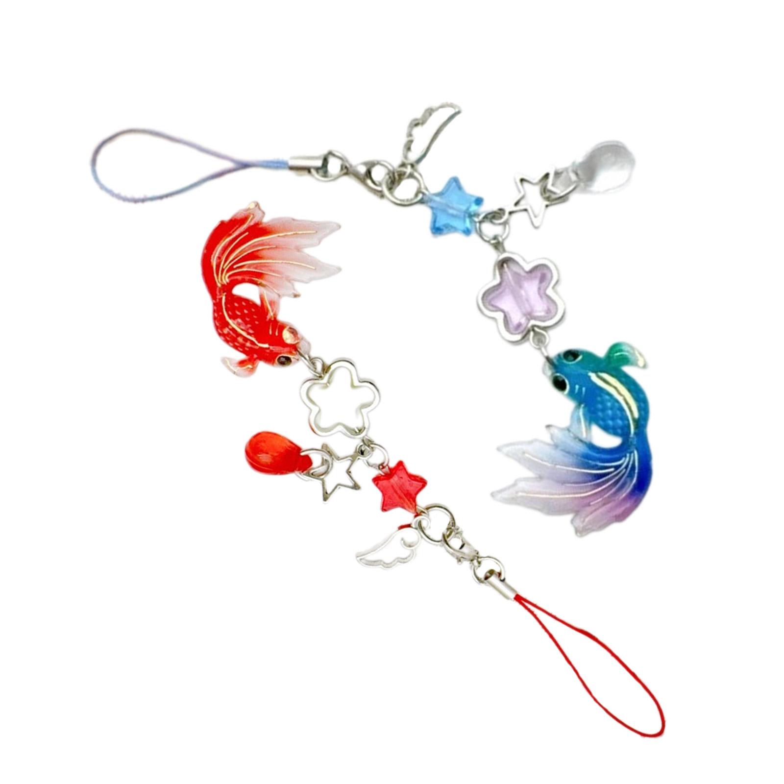 

Ручная работа Рыба Звезда Бусина Телефон Ремешок Многофункциональный Аксессуар Сумка Текстура Смолы Подходит для Сумок Телефонов Машин Украшения синий/красный