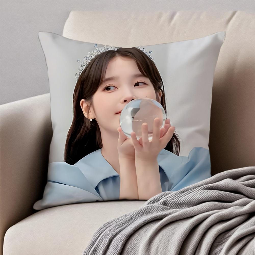South Korea Beauty lLee Ji Eun IU Cushion Cover Pillowcase Antidustmite Invisible Zipper Short Plush Sofa Cushion