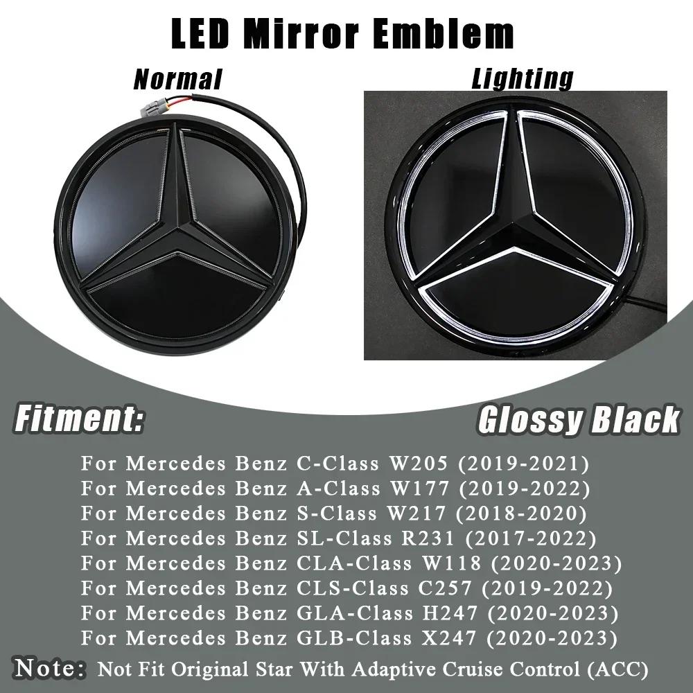 

For Mercedes Benz Chrome Silver And Glossy Black Car Front Grilled Star Emblem Illuminated Logo For Mercedes Benz C A S SL CLA