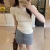 Simple and Versatile Short-sleeved T-shirt Women's Top Solid Color Round Neck Slim Fit Slim Elastic Sweater Top for For Women